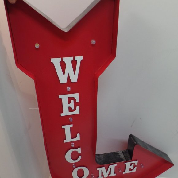 WELCOME Red LED Light Up Metal Arrow New Wall Decor - Picture 9 of 9